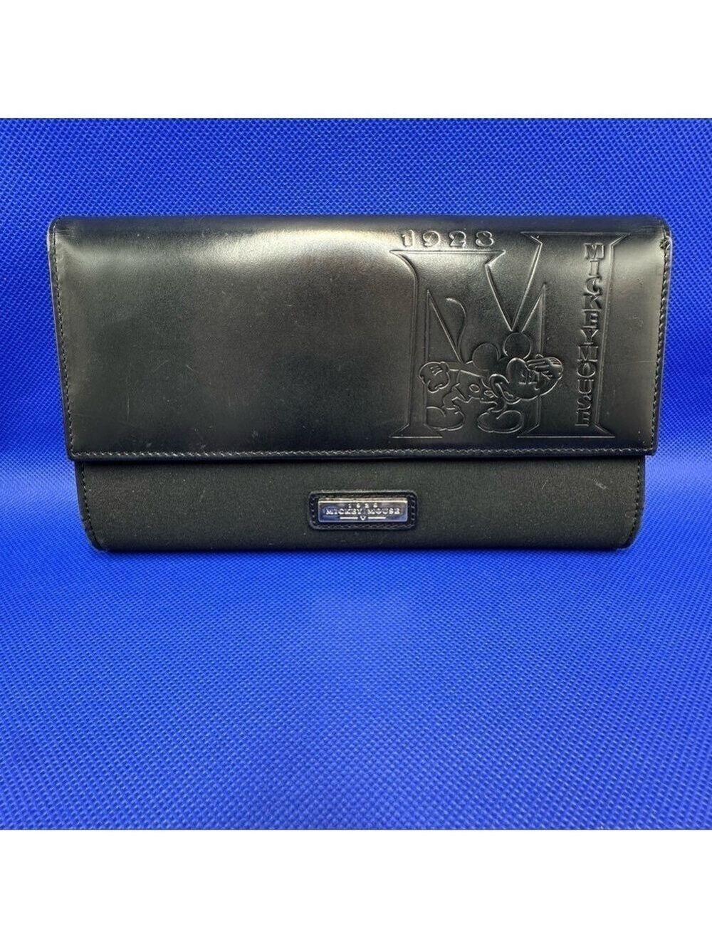 Vintage Disney Mickey Mouse 1928 Wallet Black with Mouse Ears Zipper